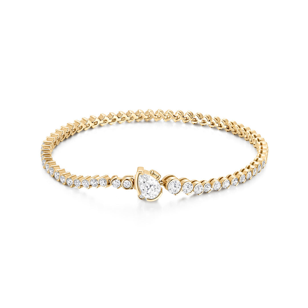 Pear-Clasp Tennis Bracelet in 14K yellow gold — supplier product image