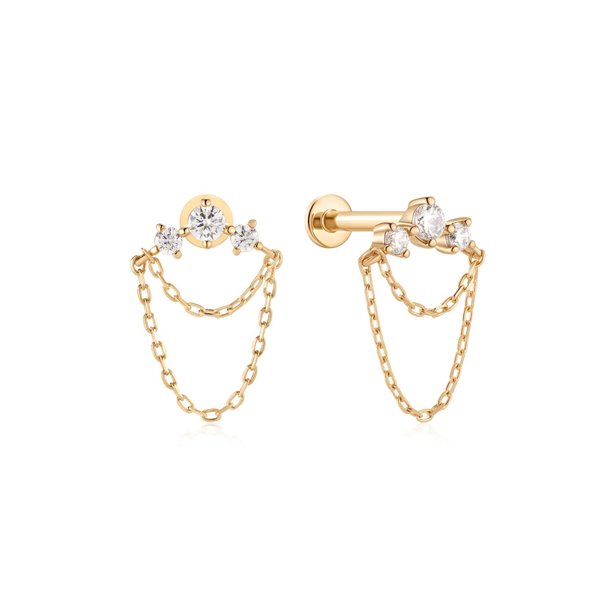 Double-Chain Diamond Flatback in 14K yellow gold — supplier product image
