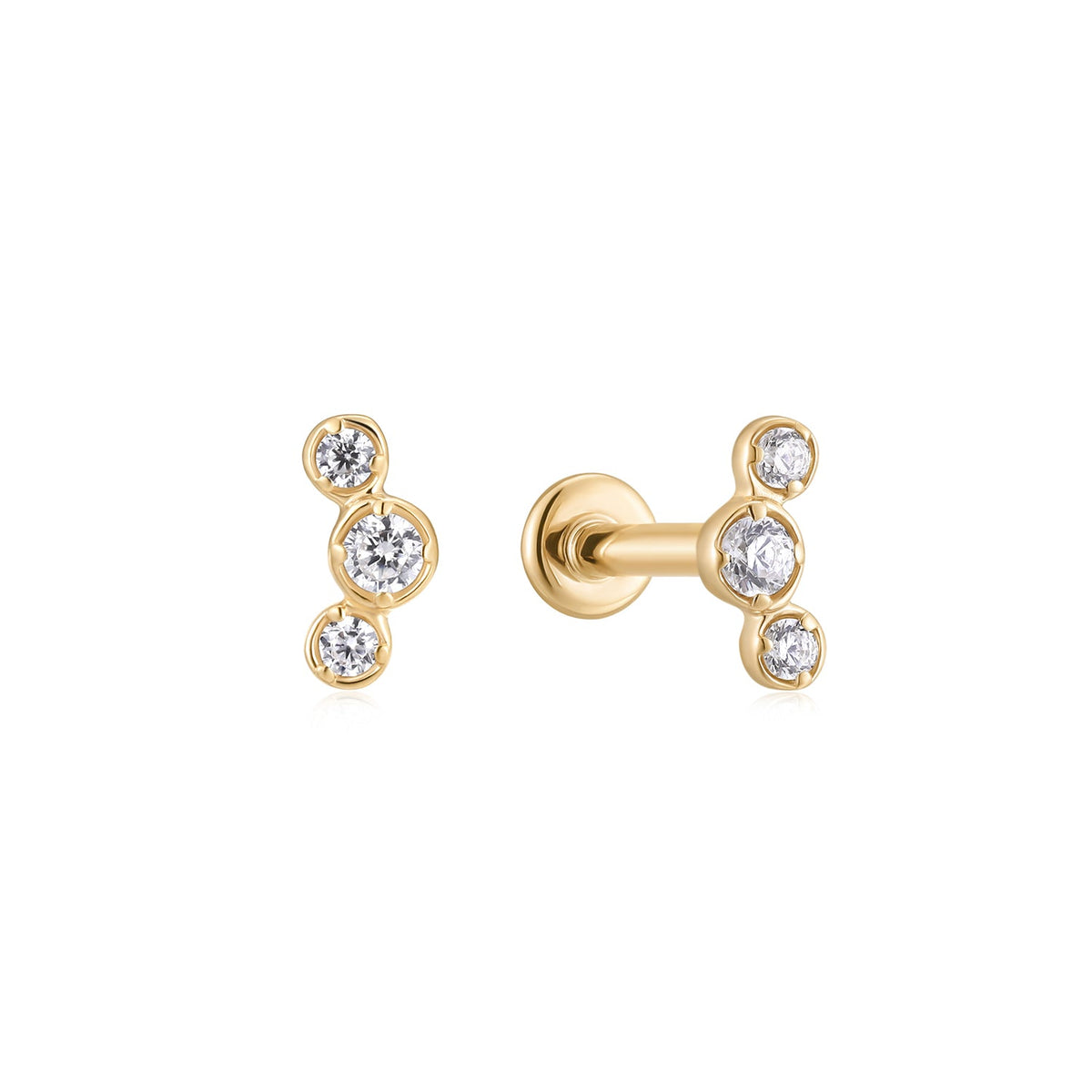 Diamond Trio Flatback in 14K yellow gold — supplier product image