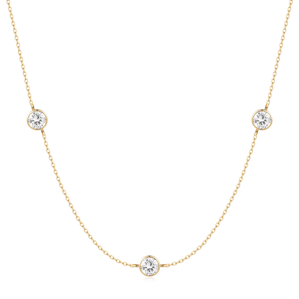 Bezel Diamond Station Necklace in 14K yellow gold — supplier product image