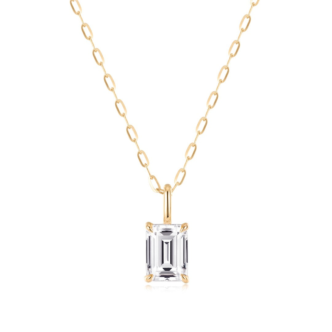 Clara emerald-cut diamond pendant in 14K yellow gold