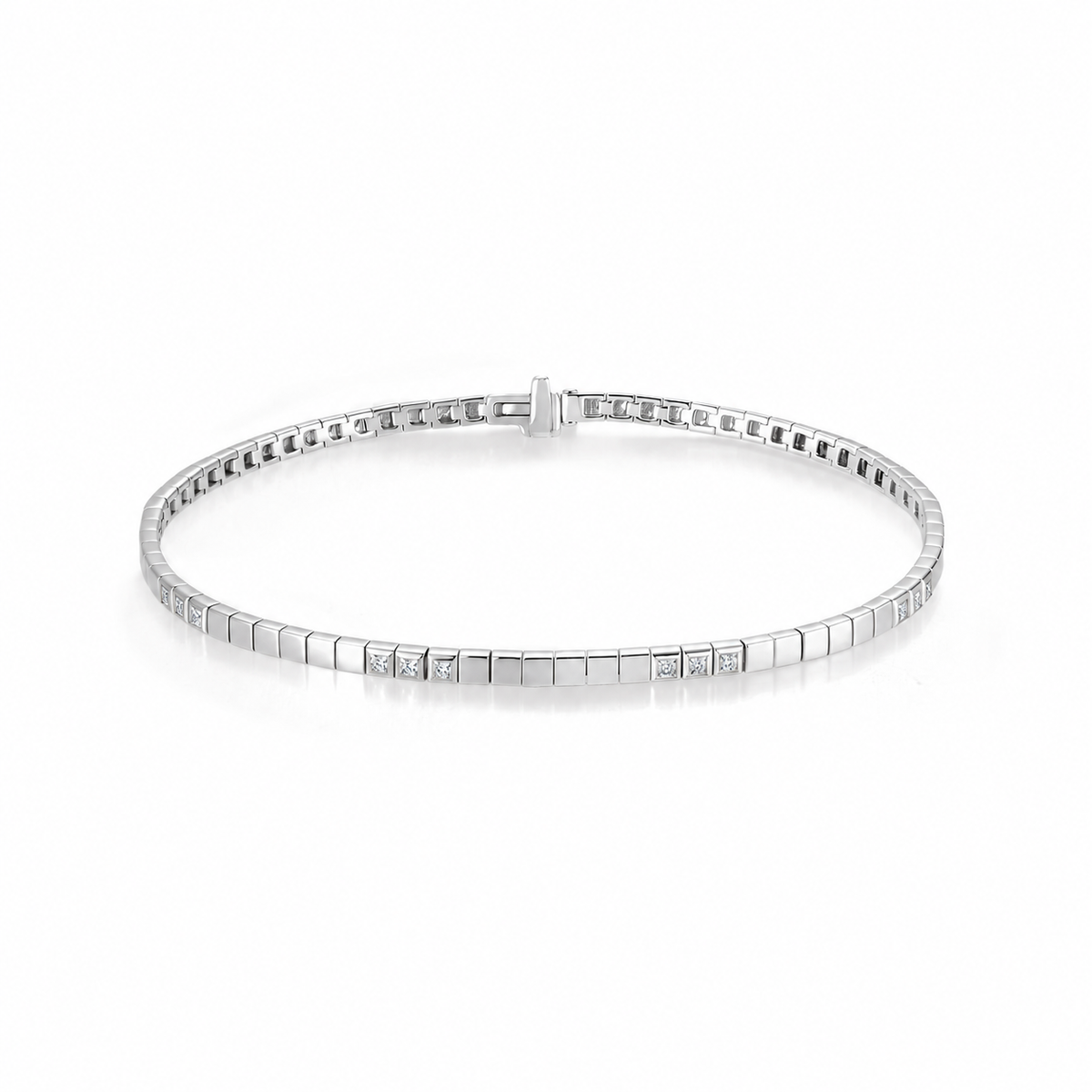 Raio bracelet in white gold, illustrative color mockup based on yellow-gold photo