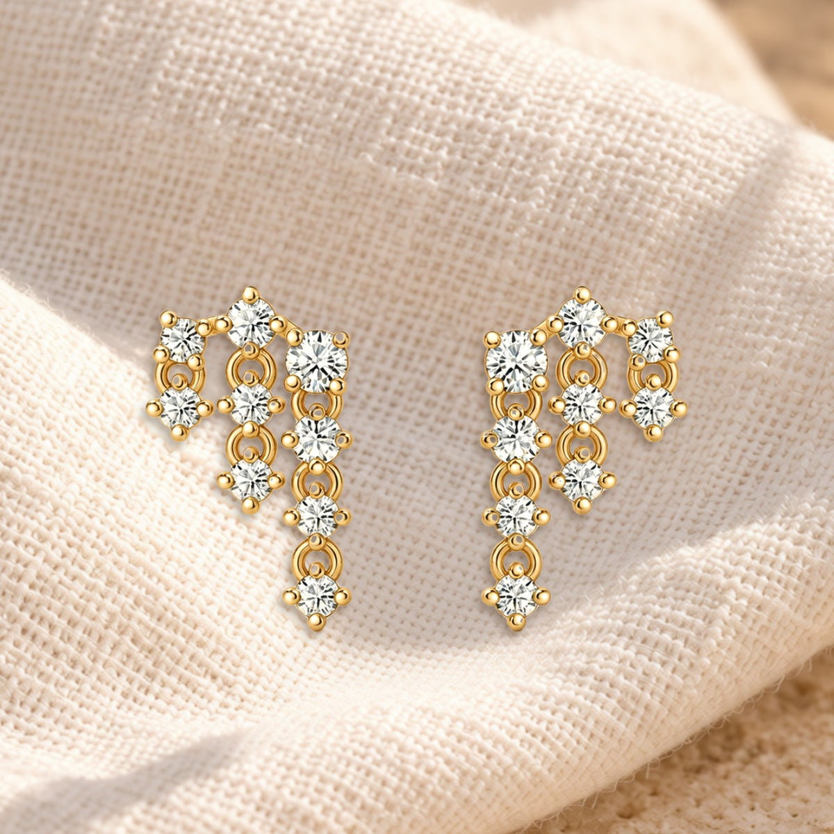 Estrela diamond cluster flatback studs on cream linen