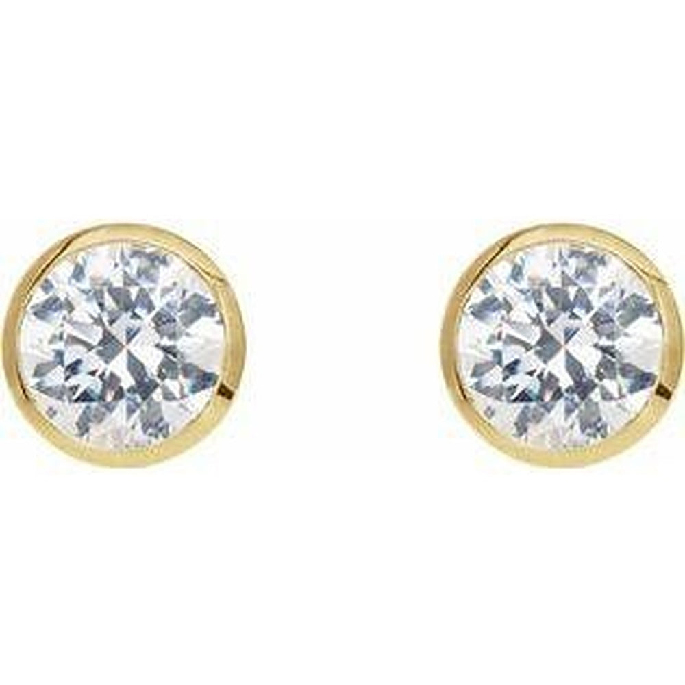 Halo bezel studs, side and front view