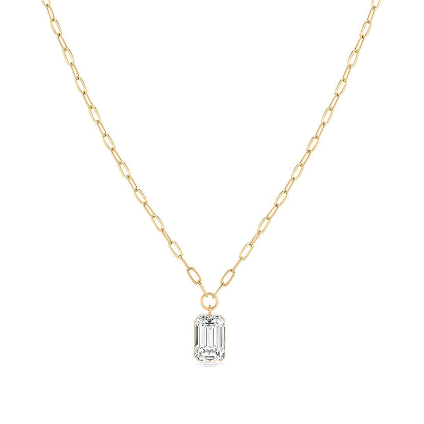 Quadri emerald-cut diamond necklace in 14K yellow gold — supplier product image